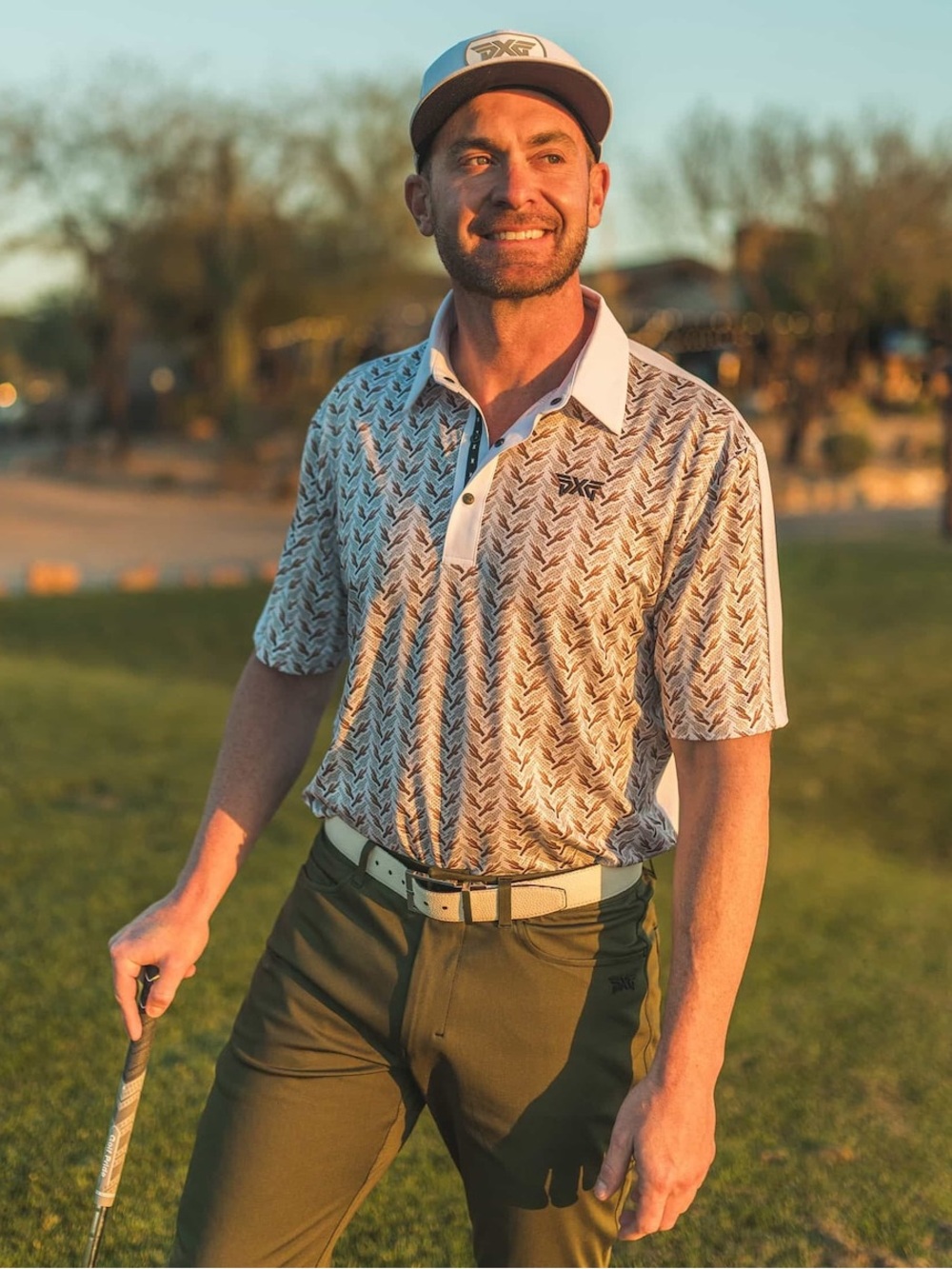 PXG Polo Shirt Men’s L Parsons Extreme Golf Perforated Saguaro Cactus Southwest